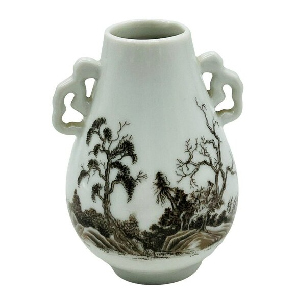Franklin Mint Asian Forest Mini Imperial Collection Dynasty Vase 1980 Japan 3.5” - Picture 4 of 9